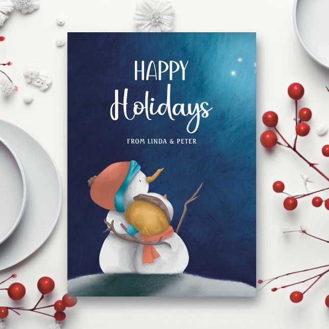 Cartes Pour Fêtes Annuelles Joli Snowmen Simple Couple Noël (Créateur téléchargé)