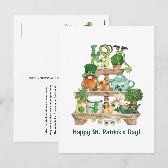 Cartes Pour Fêtes Annuelles Joli Stand irlandais Knickknack Joyeux St Patrick' (Devant / Derrière)