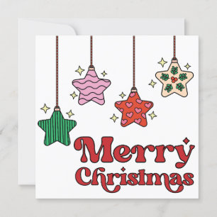 Cartes Pour Fêtes Annuelles Joli Starry Retro Coloré Joyeux Noël