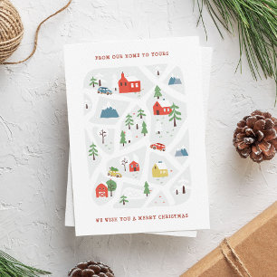 Cartes Pour Fêtes Annuelles Joli Village de Noël à main