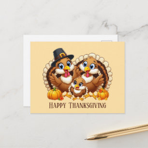 Cartes Pour Fêtes Annuelles Jolie Action de grâce de dinde heureuse Famille