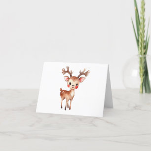 Cartes Pour Fêtes Annuelles Jolie adorable renne de Noël 3 BLANC
