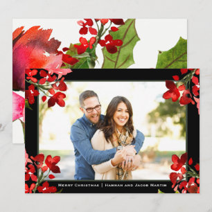 Cartes Pour Fêtes Annuelles Jolie aquarelle Florale Photo de Noël