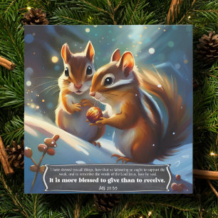 Cartes Pour Fêtes Annuelles Jolie Bois Chipmunks Bible Verset Noël