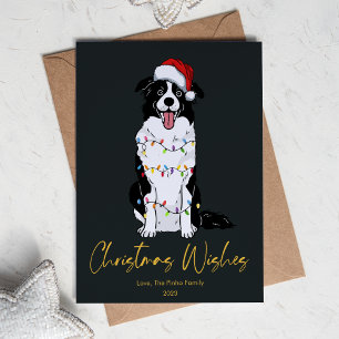 Cartes Pour Fêtes Annuelles Jolie bordure Collie Tree Appartement de Noël