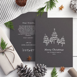 Cartes Pour Fêtes Annuelles Jolie Chalk Arbres de Noël Noir Blanc