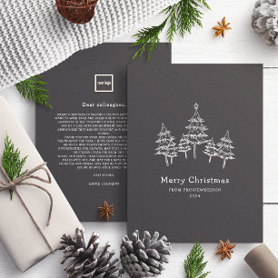 Cartes Pour Fêtes Annuelles Jolie Chalk Arbres de Noël noir blanc affaires