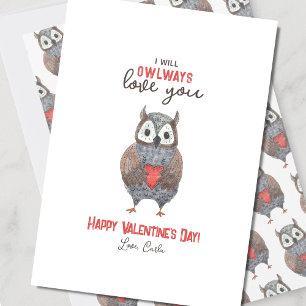 Cartes Pour Fêtes Annuelles Jolie chouette vous aime pour la Saint-Valentin