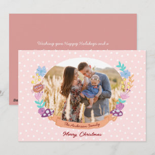 Cartes Pour Fêtes Annuelles jolie couronne florale rose pâle