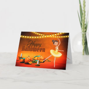 Cartes Pour Fêtes Annuelles Jolie danseuse de ballet Halloween et citrouilles