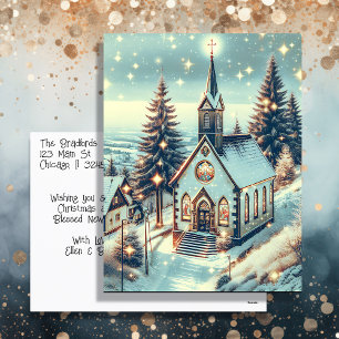Cartes Pour Fêtes Annuelles Jolie église pour Noël d'hiver
