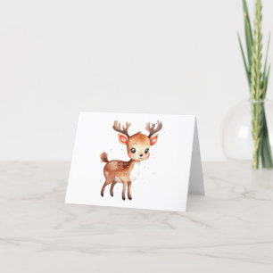 Cartes Pour Fêtes Annuelles Jolie et adorable renne de Noël BLANC