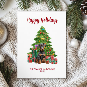 Cartes Pour Fêtes Annuelles Jolie famille de chiens Dobermann à Noël