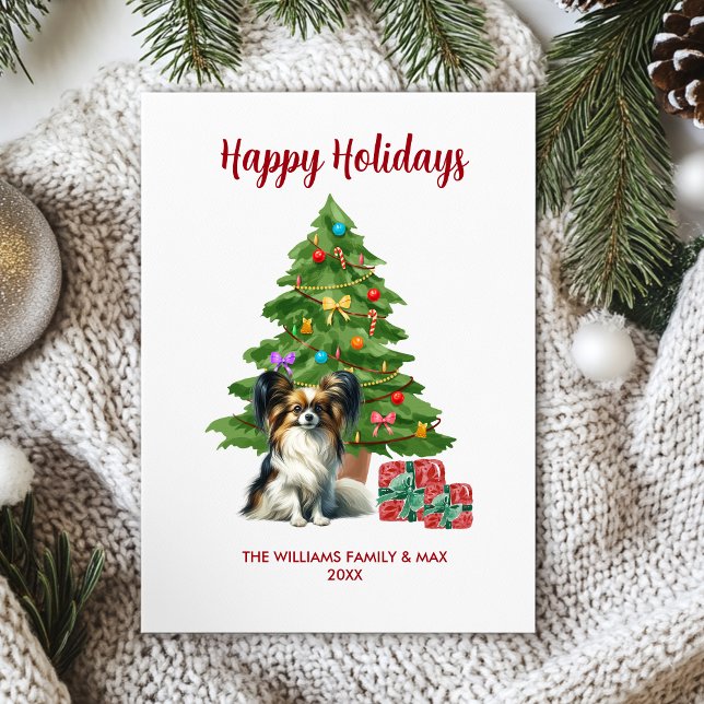 Cartes Pour Fêtes Annuelles Jolie famille de chiens Papillon Noël (Créateur téléchargé)