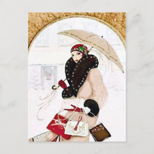 Cartes Pour Fêtes Annuelles Jolie femme Art déco vintage rétro