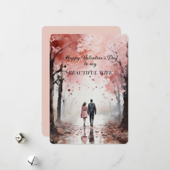 Cartes Pour Fêtes Annuelles Jolie femme voeux de la Saint-Valentin (Devant/Arrière en situation)