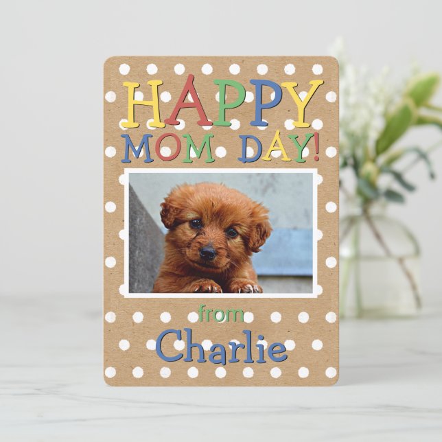 Cartes Pour Fêtes Annuelles Jolie fête des mères avec un chien Photo (Debout devant)
