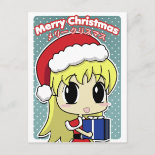 Cartes Pour Fêtes Annuelles Jolie fille Père Noël Christmas