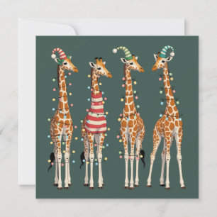 Cartes Pour Fêtes Annuelles Jolie girafe de Noël drôle amateur d'animaux pour 