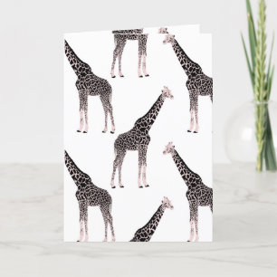 Cartes Pour Fêtes Annuelles Jolie Giraffe noire blanche rose