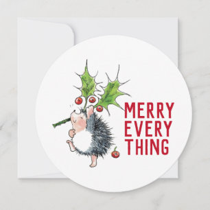 Cartes Pour Fêtes Annuelles Jolie Hérisson Joyeux Tout Noël Rond