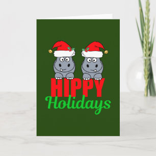 Cartes Pour Fêtes Annuelles Jolie hippo Noël hippy vacances