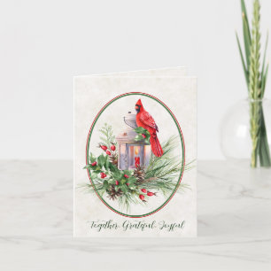 Cartes Pour Fêtes Annuelles Jolie lanterne avec Noël saint et cardinal