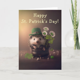 Cartes Pour Fêtes Annuelles Jolie Little Hedgehog St. Patrick's Day