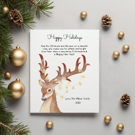 Cartes Pour Fêtes Annuelles Jolie lumière de Noël Deer plat