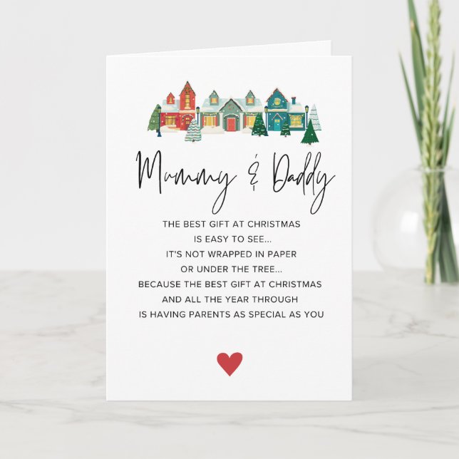 Cartes Pour Fêtes Annuelles Jolie Maman et Papa Joyeux Noël Plié (Devant)