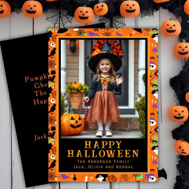 Cartes Pour Fêtes Annuelles Jolie Monster Mash Up Photo Halloween personnalisé (Cute Monster Mash-Up Custom Halloween Photo Holiday Card)