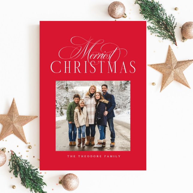 Cartes Pour Fêtes Annuelles Jolie Noël élégante photo rouge (Créateur téléchargé)