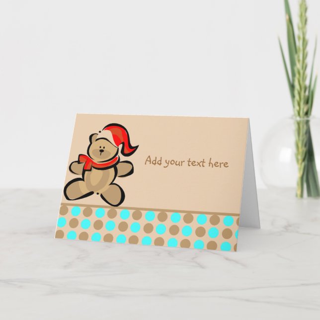 Cartes Pour Fêtes Annuelles Jolie Ours En Teddy Noël (Devant)