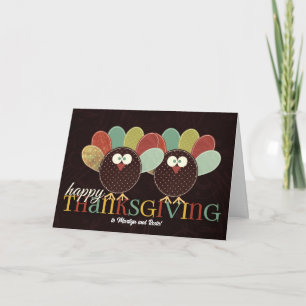 Cartes Pour Fêtes Annuelles Jolie paire de patchs de dindes Thanksgiving