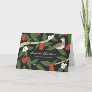 Cartes Pour Fêtes Annuelles Jolie perdrix dans un arbre à poires Noël