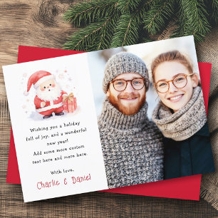 Cartes Pour Fêtes Annuelles Jolie Père Noël aquarelle Joyeuse photo de Noël