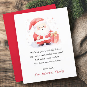 Cartes Pour Fêtes Annuelles Jolie Père Noël aquarelle Joyeux Noël non photo