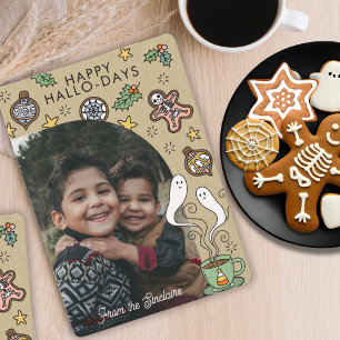 Cartes Pour Fêtes Annuelles Jolie photo de famille pour Halloween Noël