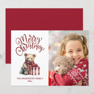 Cartes Pour Fêtes Annuelles Jolie photo d'ours en peluche de Noël pour les fêt