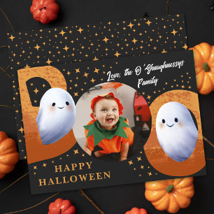 Cartes Pour Fêtes Annuelles Jolie photo fantôme de Halloween Spooky Boo