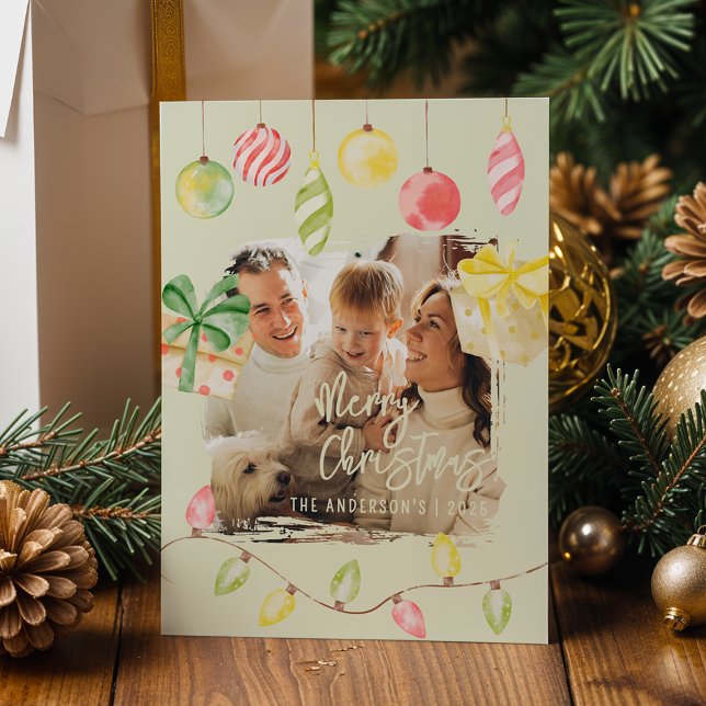 Cartes Pour Fêtes Annuelles Jolie Photo Noël Vert Vacances (Créateur téléchargé)