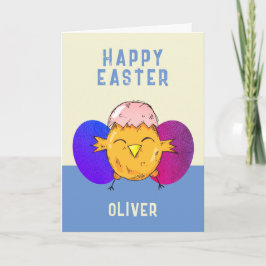 Cartes Pour Fêtes Annuelles Jolie poule et oeufs de Pâques Pâques Pâques