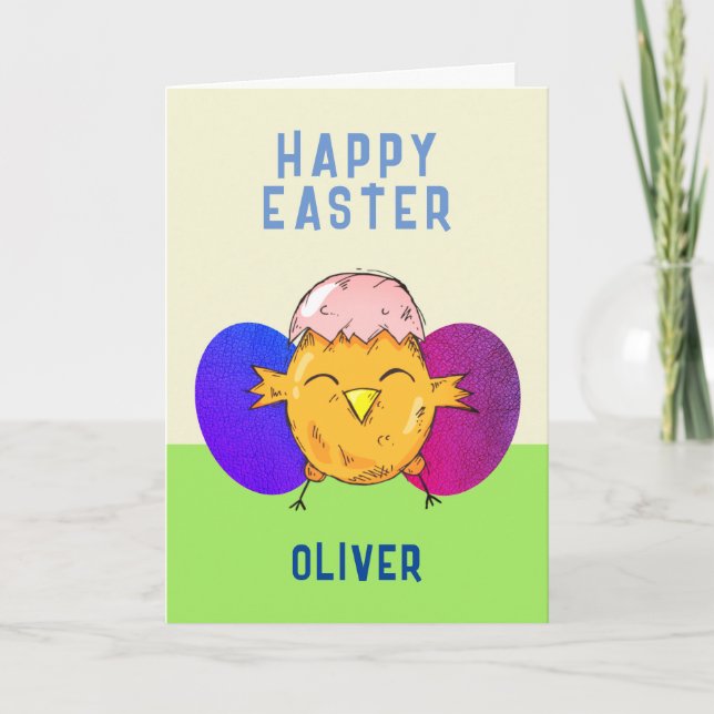 Cartes Pour Fêtes Annuelles Jolie poule et oeufs de Pâques Pâques Pâques (Devant)