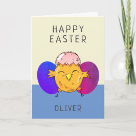 Cartes Pour Fêtes Annuelles Jolie poule et oeufs de Pâques Pâques Pâques