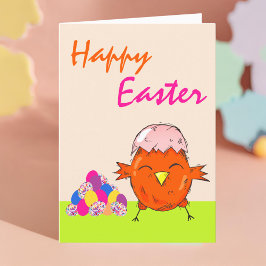 Cartes Pour Fêtes Annuelles Jolie poussette aux oeufs de Pâques Joyeux Pâques