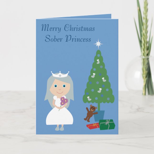 Cartes Pour Fêtes Annuelles Jolie Princesse Sober & Tree Blue Christmas Card (Devant)