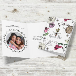 Cartes Pour Fêtes Annuelles Jolie Reine Bee Fête des mères Floral