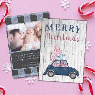 Cartes Pour Fêtes Annuelles Jolie Rétro Pink Christmas Tree Gîtes de voeux