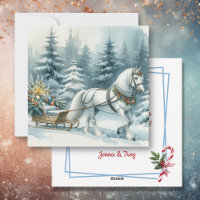 Jolie scène hivernale avec Cheval Blanc en Neige