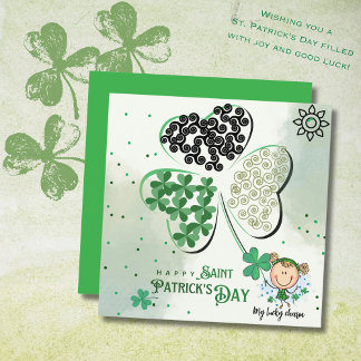 Cartes Pour Fêtes Annuelles Jolie St Patrick Petite fille